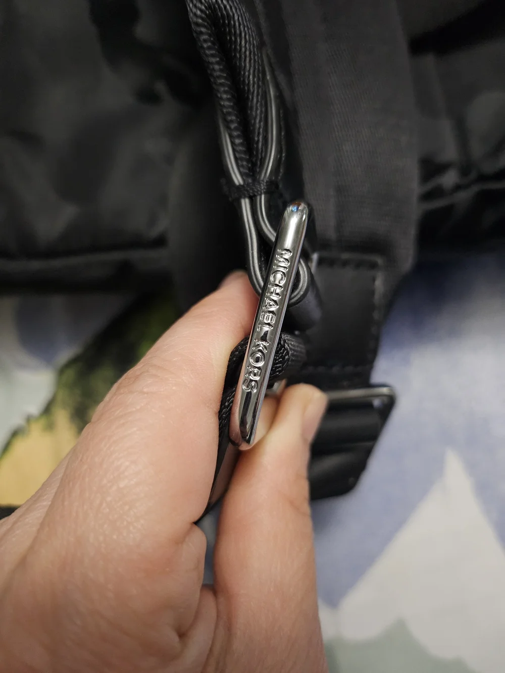 Michael Kors Kent Black Camouflage Nylon Jacquard Large Backpack in Black